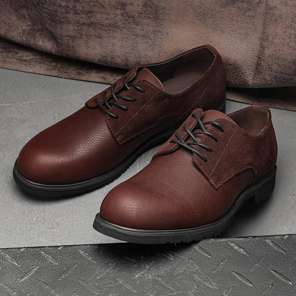 Genuine Leather Men Derby Shoes Thick Sole Men Casual shoes Men Leather Shoes