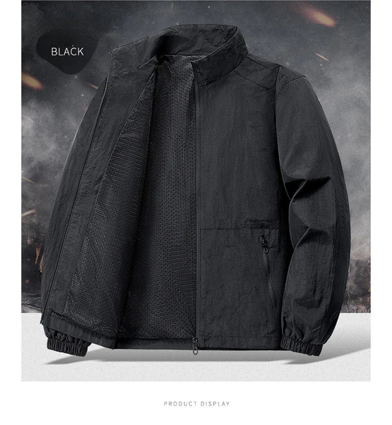 Autumn Breathable New Men's Jackets Outdoor Sports Loose Korean Casual Coat Man Stand Up Collar Classic Solid Color Windbreaker