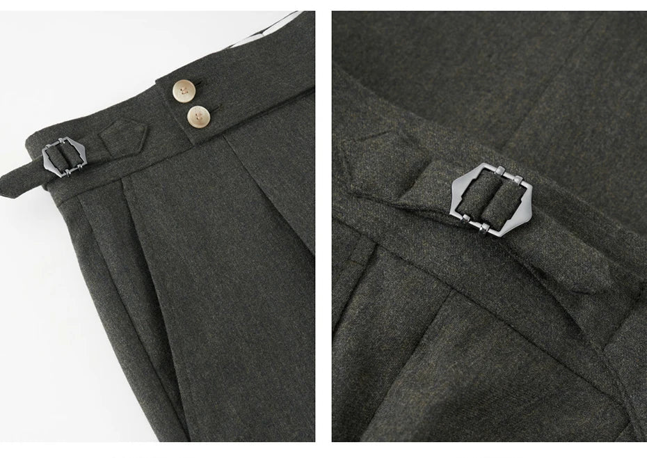 100% Wool Mens Suits Set Blazer + Pant Green Luxury Wedding Groom Wear Simple Style Fashion Man Suit Slim Fit Casual Clothes
