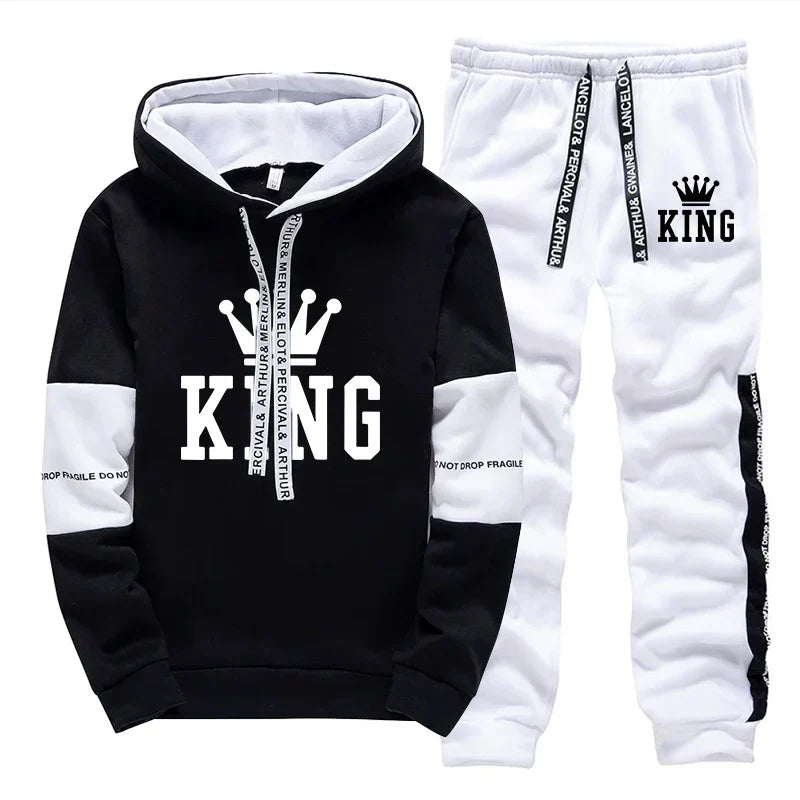 King Printing Mens Tracksuit Hot Sales Casual Hoodie Pants Streetwear Outdoors Mens Clothing Single Piece Sweatshirts Sweatpants