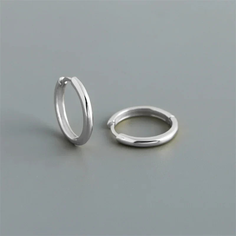 925 Sterling Silver Simple Matte Bohemian Round Ear Buckle for Women Punk Unisex Rock Hoop Earring Jewelry Accessories