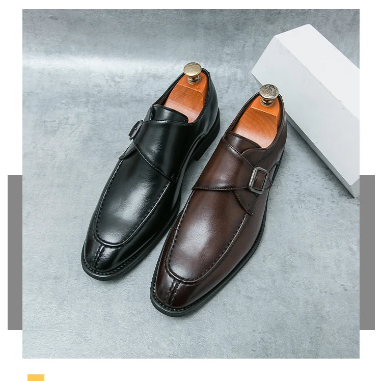 Men's business casual leather shoes cowhide retro round head British leather shoes men's leather big head men's shoes tide