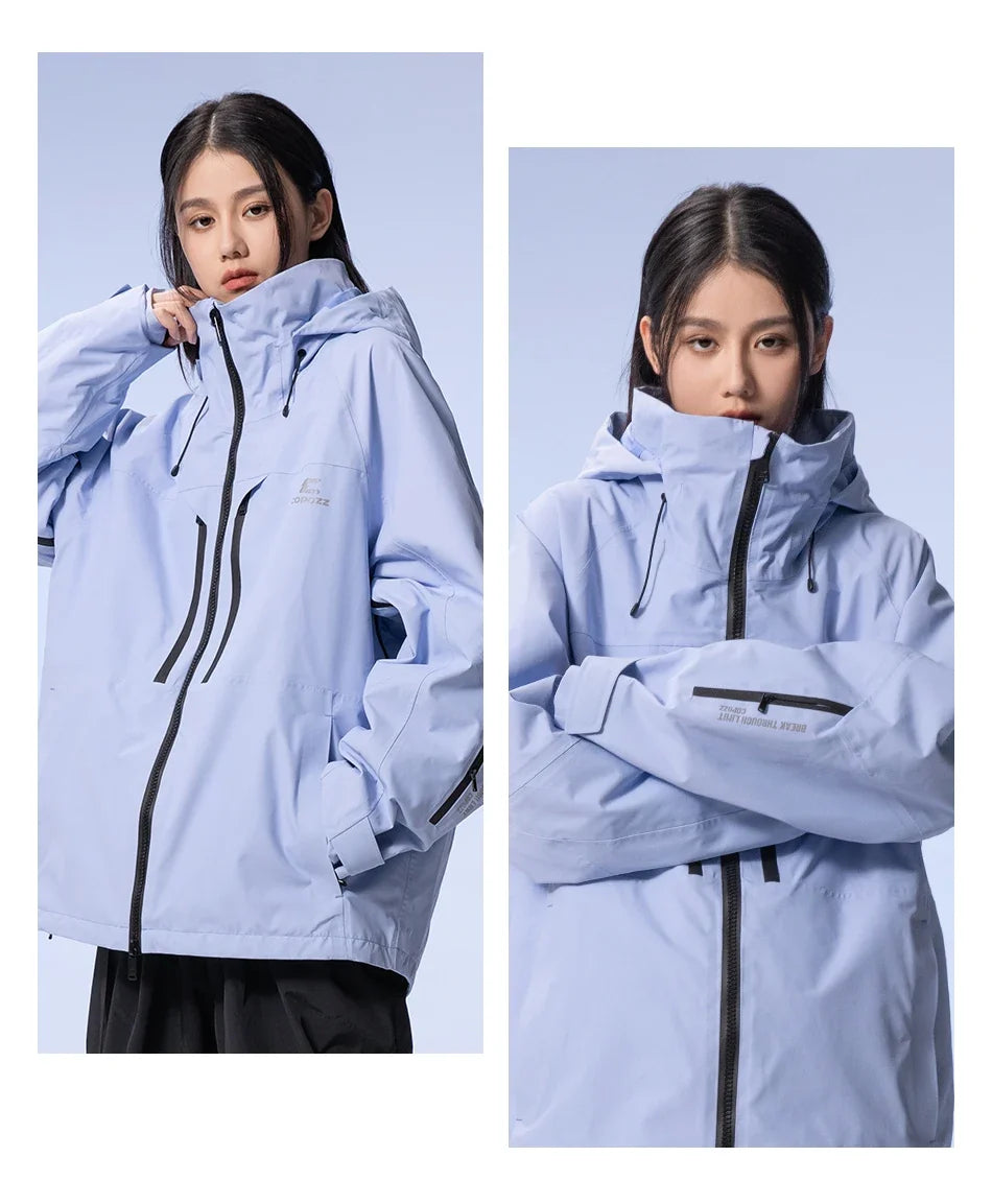 Thicken 3L Ski Jacket Men Women Windproof Waterproof Winter Ski Coat Ski Wear Solid Color Hooded Warm Snowboard Ski Suit