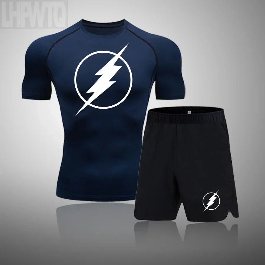 2024 Men's Running Fitness Sportswear Athletic T-Shirt Training Gym Clothes Sports Suits Workout Jogging Rashguard Men's Kit