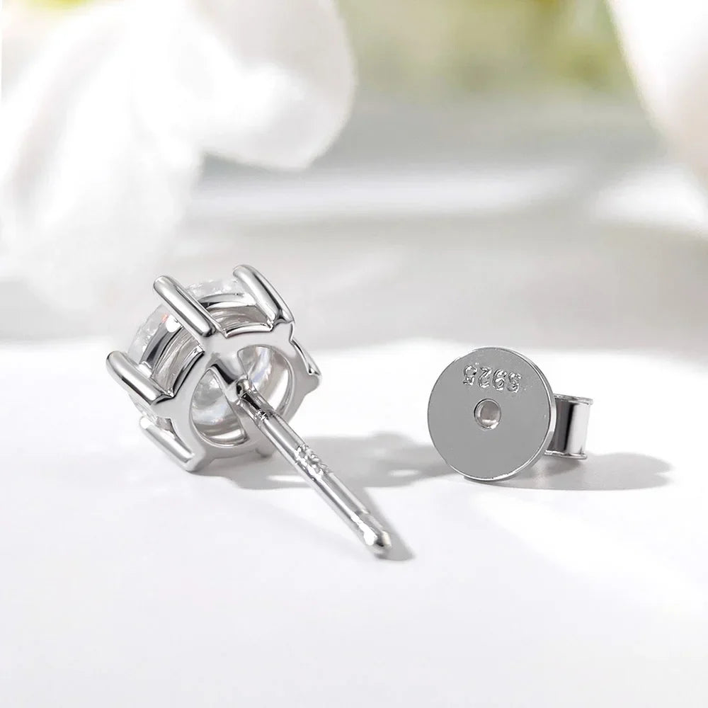 0.3-2 Carat Moissanite Stud Earrings S925 Silver Lab Diamond Earrings For Women Man Party Fine Jewelry