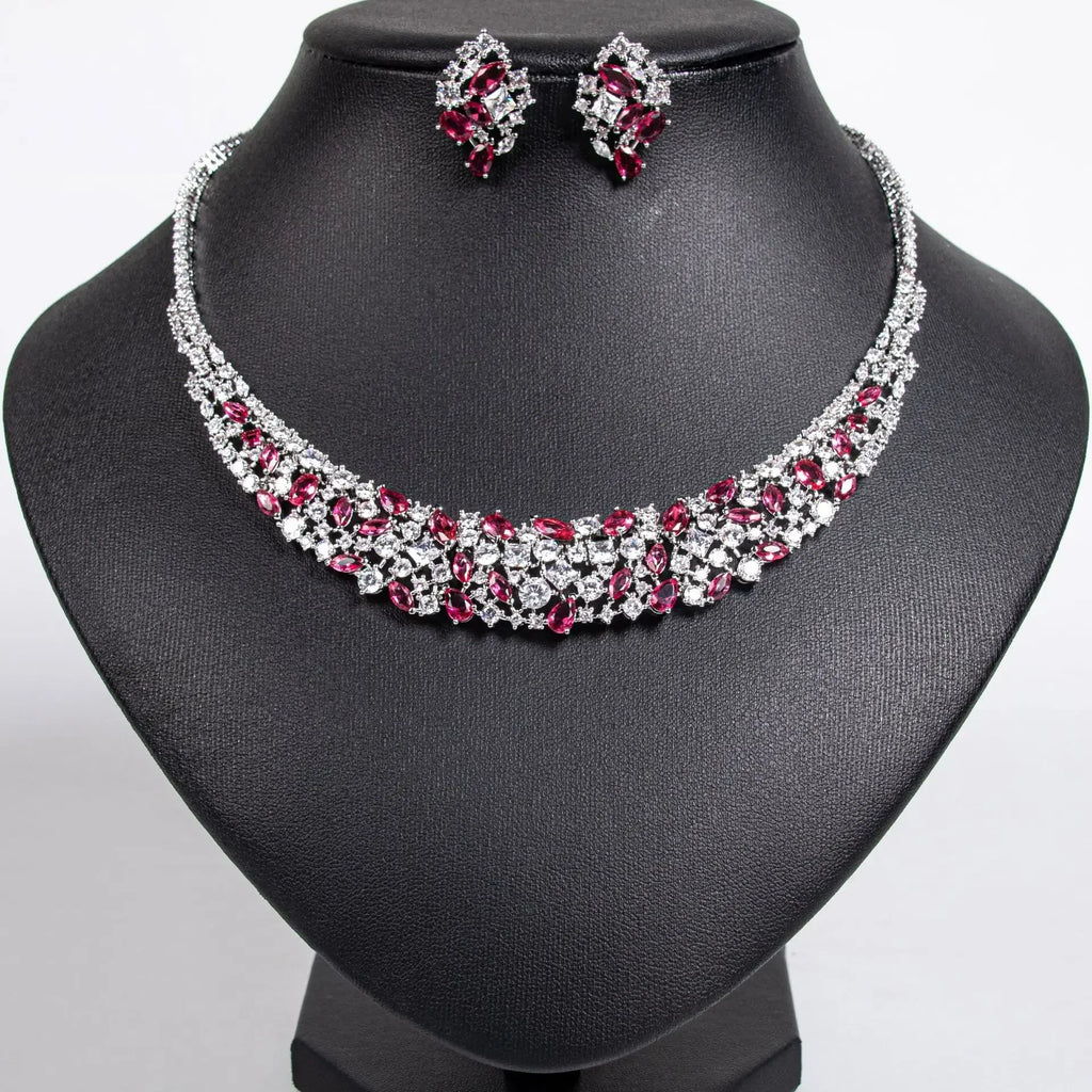 Pop Hot Stereo Jewelry Oil Painting Necklace Earrings Premium Multi-Color 2-Piece Wedding Travel Women's Holiday Gift M-1000
