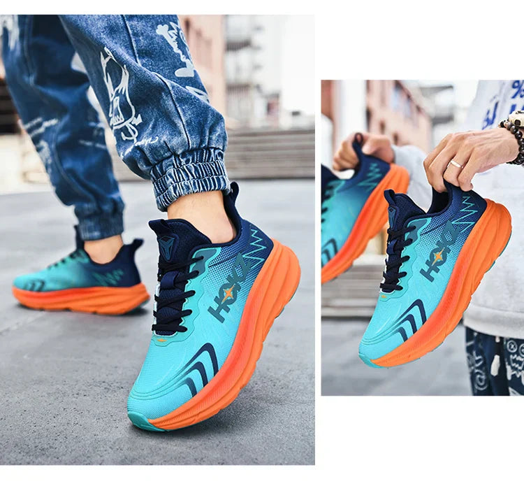 Carbon Plate Air Cushion Running Shoes for Men Soft Chunky Sneakers Women Daily Commuting Shoes Outdoor Casual Walking Shoes