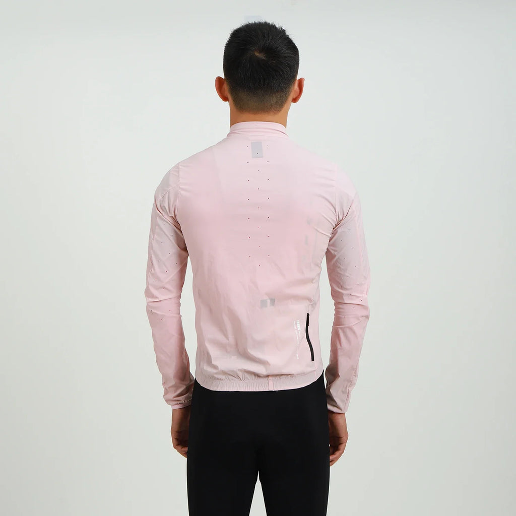 2024 New Season PRO Lightweight Windproof Cycling Jacket Road bike Wind Jacket Stretch Fabric With Zipper pocket PINK