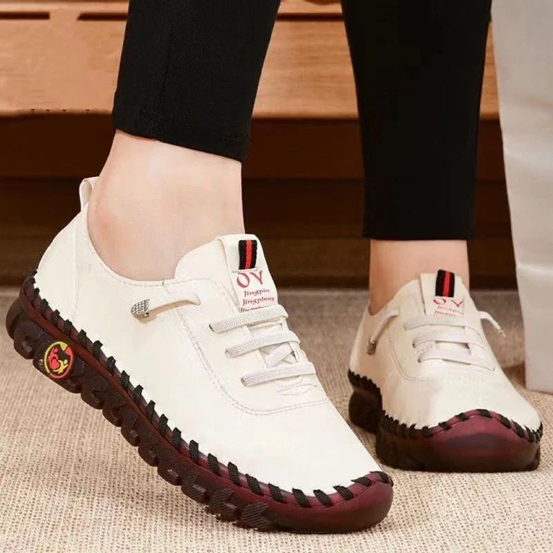 أحذية رياضية نسائية جلدية كاجوال مسطحة ومريحة سهلة الارتداء "Zapatillas De Mujer"