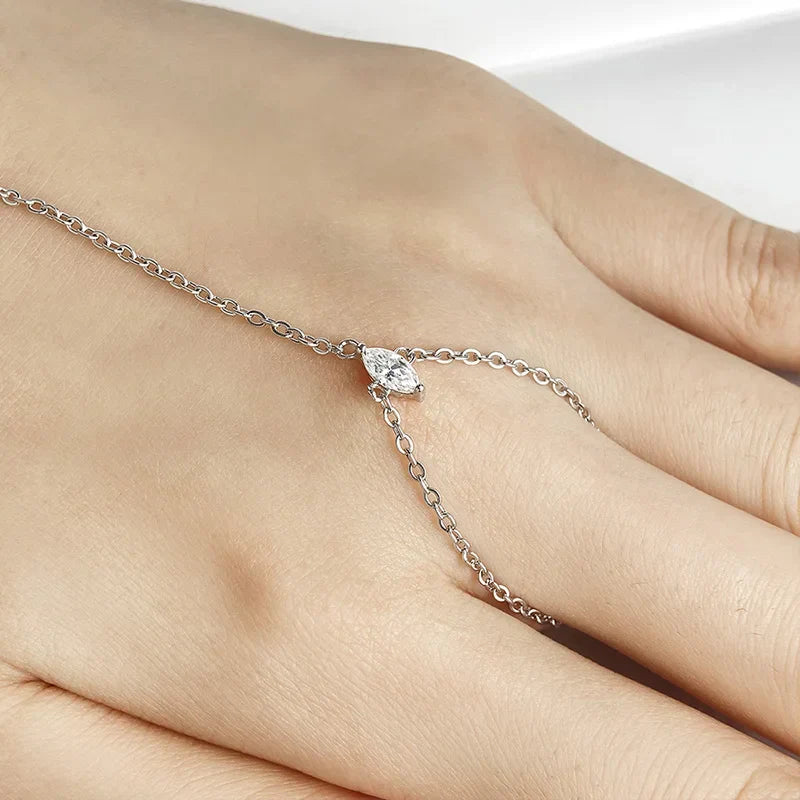 3*6mm Marquise Cut Moissanite Bracelets for Women Adjustable Chain 3 Gems 100% S925 Sterling Silver Plated 18K Jewelry