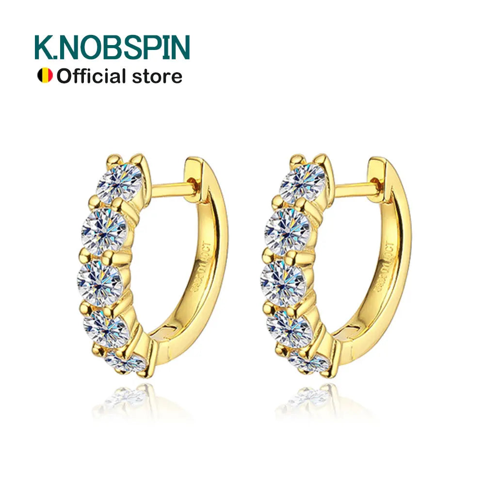 D Color Moissanite Loop Earring 925 Sterling Sliver Plated with 18k White Gold Earring for Women Sparkling Fine Jewelry