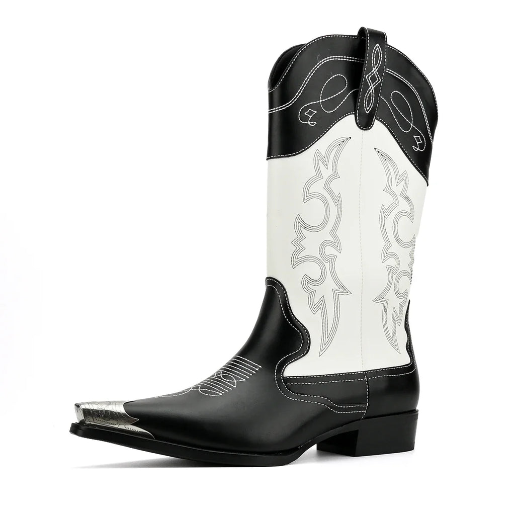Casual embroidered metal pointed cowboy boots