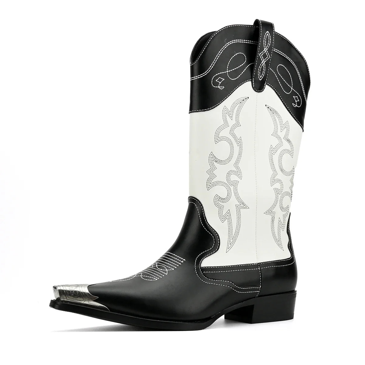 Casual embroidered metal pointed cowboy boots