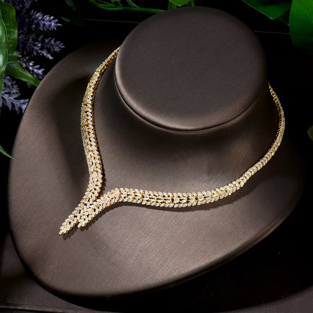 4pcs Bridal Zirconia Full Jewelry Sets For Women Party, Luxury Dubai Nigeria CZ Crystal Wedding Jewelry Sets