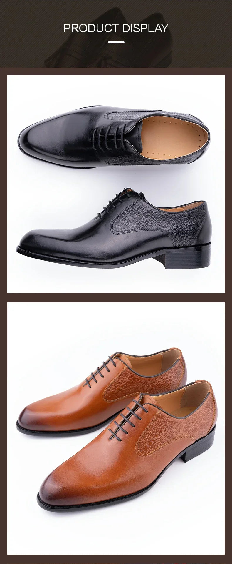 High Quality Handmade Oxford Casual Business Work Shoes Formal Men Shoes Fashion Dress Genuine Leather Lace Up Comfortable Shoe