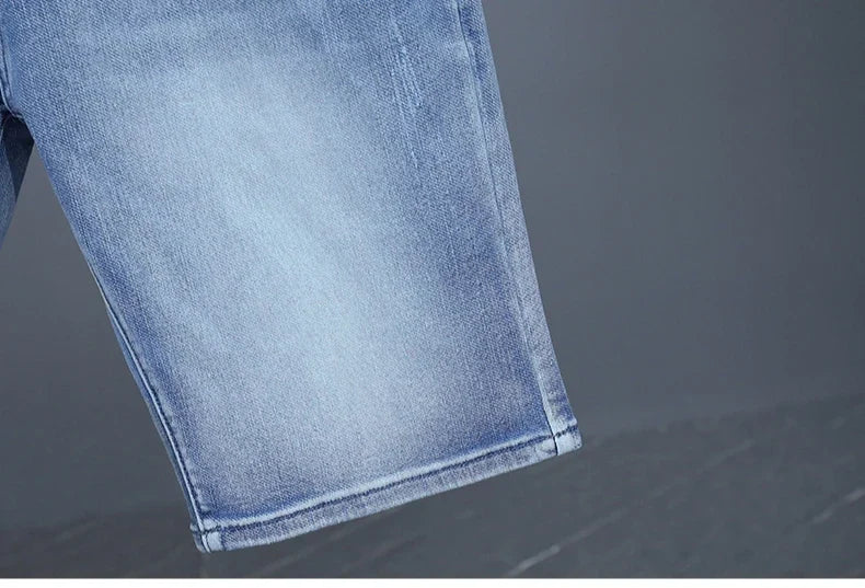 Men's Straight Casual Denim Shorts Simple Solid Color Slim Jeans Comfortable Breathable Bermuda Short Pants Summer