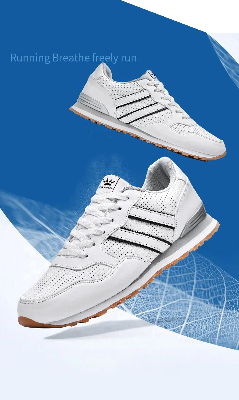 High Quality Men's Vulcanized Sneakers Leather Casual Shoes Breathable Mesh Men Tennis Shoes Male Flat Shoe Zapatillas Hombre