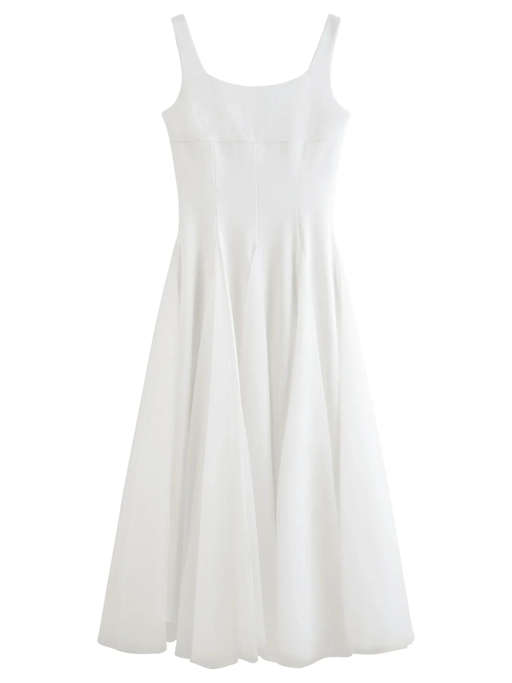 2026 Summer Women‘s Square Neck Tulle A-Line Maxi Dress Vest Collar Flowy Long Dress for Romantic Coquette Summer Style