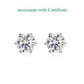 0.1-3CT Certified Moissanite Stud Earring for Women Classic Sparkling Lab Diamond Sterling Silver 925 Jewelry 6-Claws