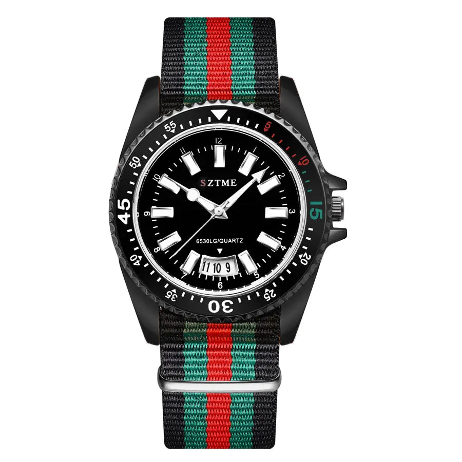 New fashionable women's nylon strap calendar watch, luxurious and simple casual couple luminous quartz watch
