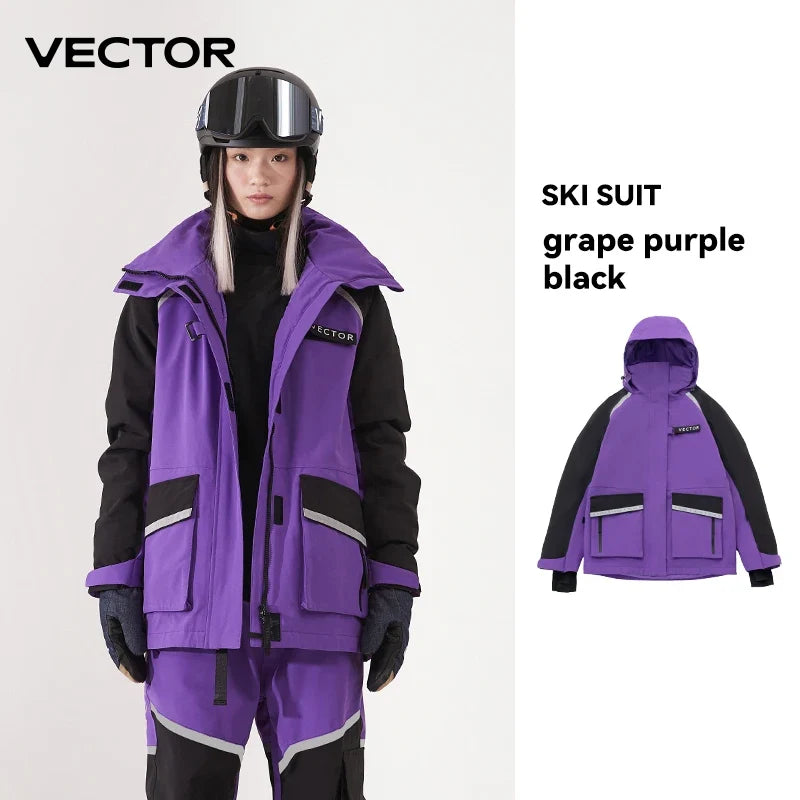 Brand Men Women Ski Jacket Winter Warm Windproof Waterproof Ski Suit Outdoor Sports Snowboard Coat Splicing double plate