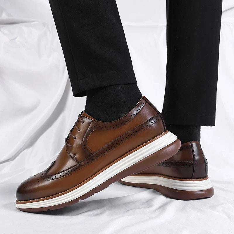 High End British Style Office Business Dress Shoes Men's Casual Leather Thick Soled Simple Walking Shoes Fashion Oxford Shoes