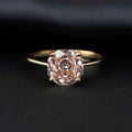 1.5ct 5A Octagon Rose Cut Cubic Zirconia Morganite Pink Solitaire Ring 18K Yellow Gold Plating 925 Sterling Silver