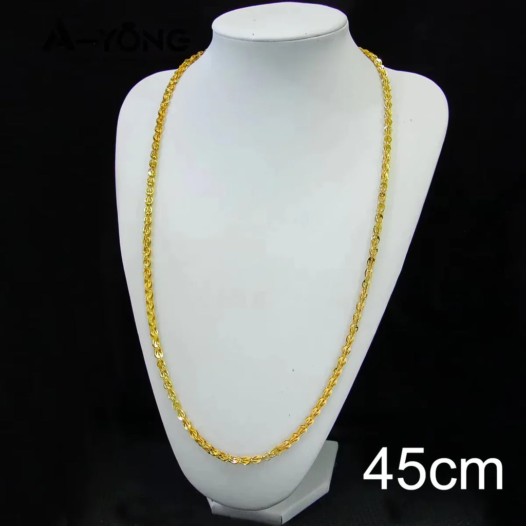 Luxury Arabic Long Necklace 21k Gold Plated 80cm 160cm Italian Vintage Chains Dubai Muslim Women Wedding Party Jewelry Gifts