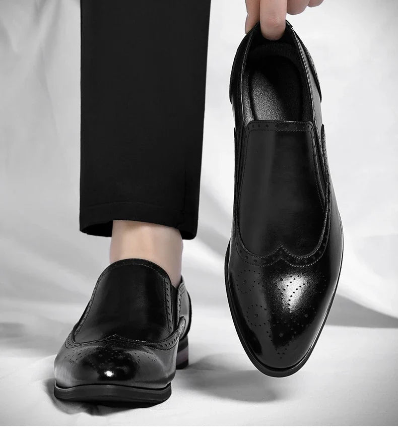 Big Size Dress Shoes for Men Solid Color Summer Autumn Fashion Business Casual Shoes Male British Style Cow Leather Shoe Man