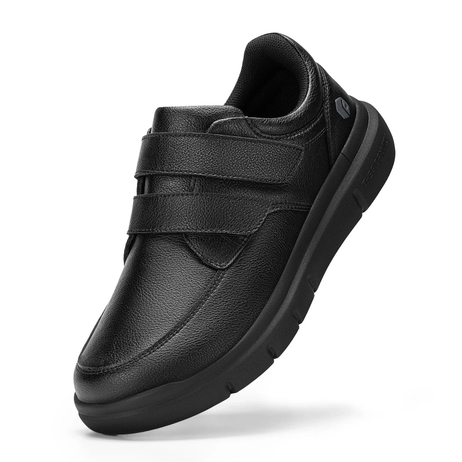 Men'S Wide Walking Shoes Hook And Loop Comfortable Leather Business Shoes Orthopedic Diabetic Shoes For Swollen Feet
