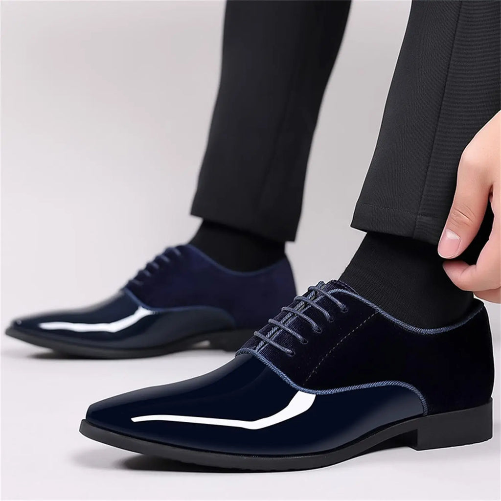 Men's Oxford Shoes High Gloss Low Top Square Toe Lace-Up Formal Suit Tuxedo Dress Shoes For Business Casual Shoe For Men
