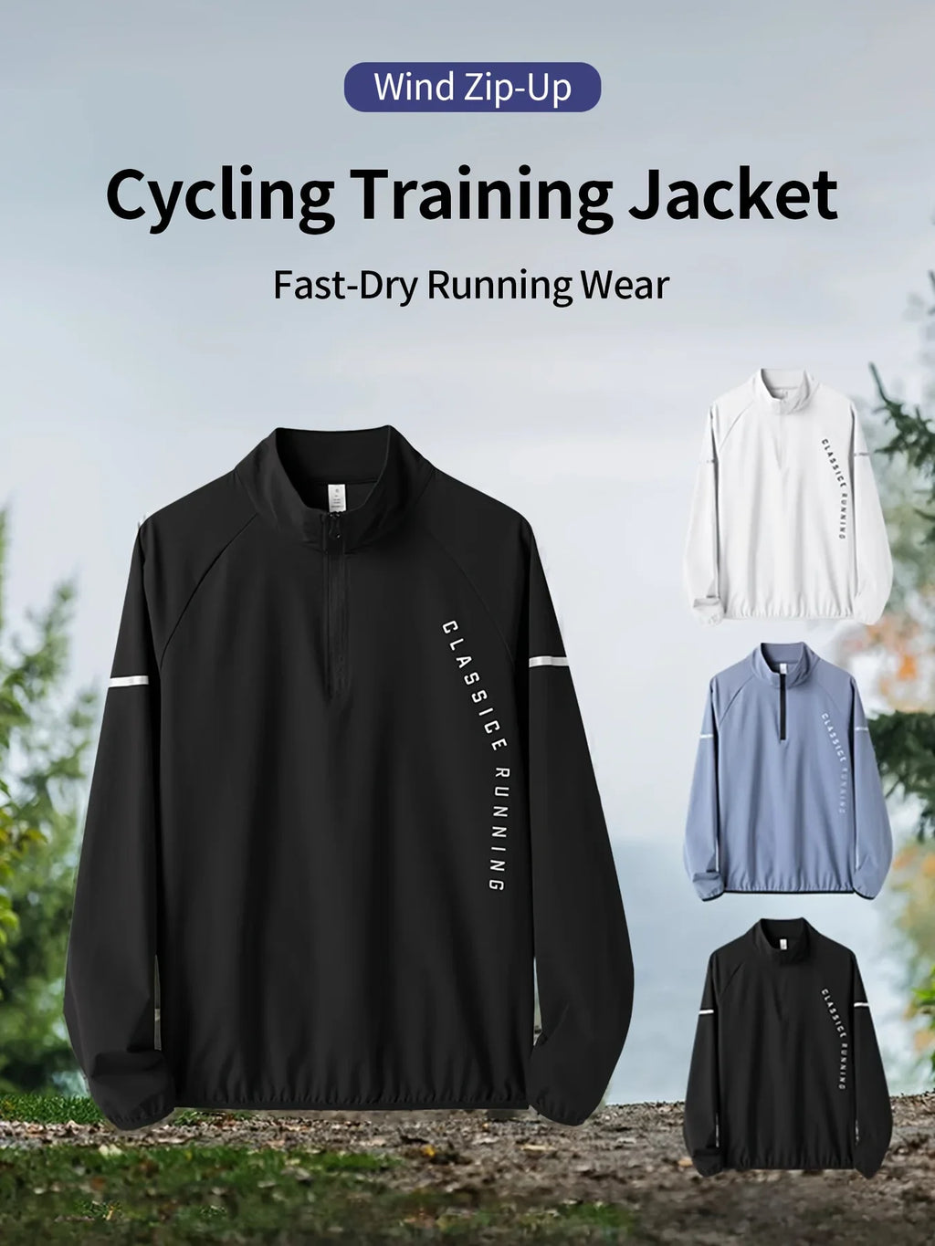 Men's sports long sleeved half zip top, quick drying running T-shirt, sports training jacket, breathable elastic fabric, mo