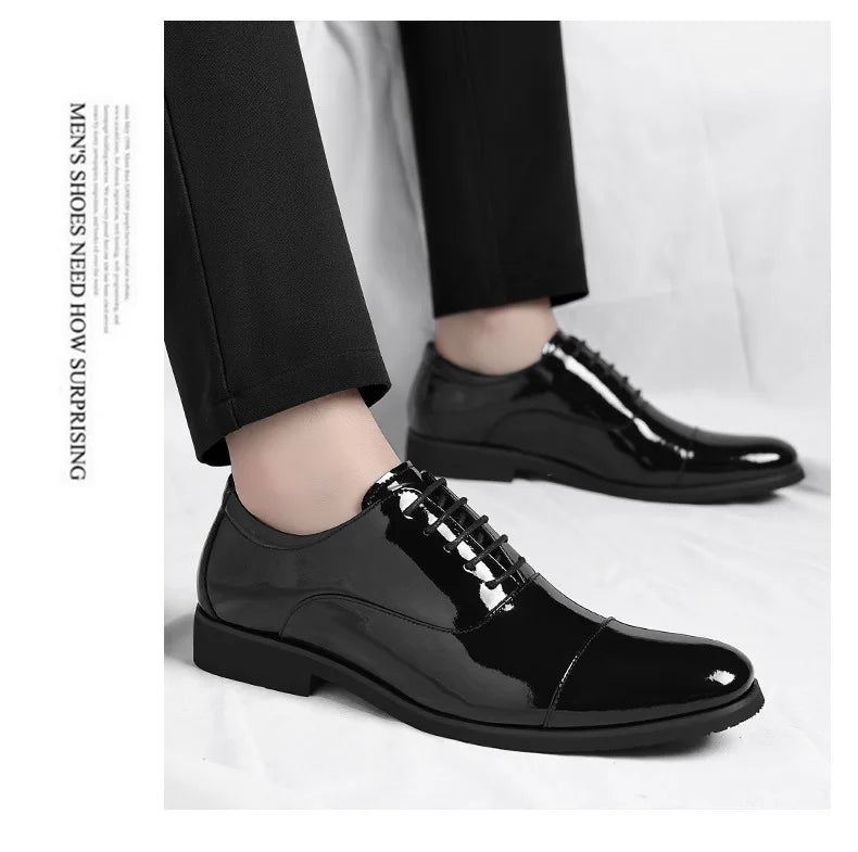 Korean Black White Leather Shoes for Men Big Size Business Casual Shoes Male Spring Autumn Lace Designer Fashion Shoe Man