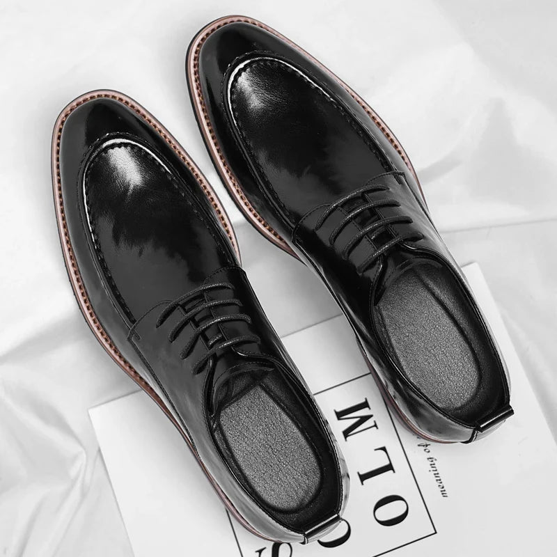 High Quality Male Oxford Shoes Leather Mens Casual Shoes Pointed Thick Bottom Business Brand Footwear Soft Comfortable Loafers