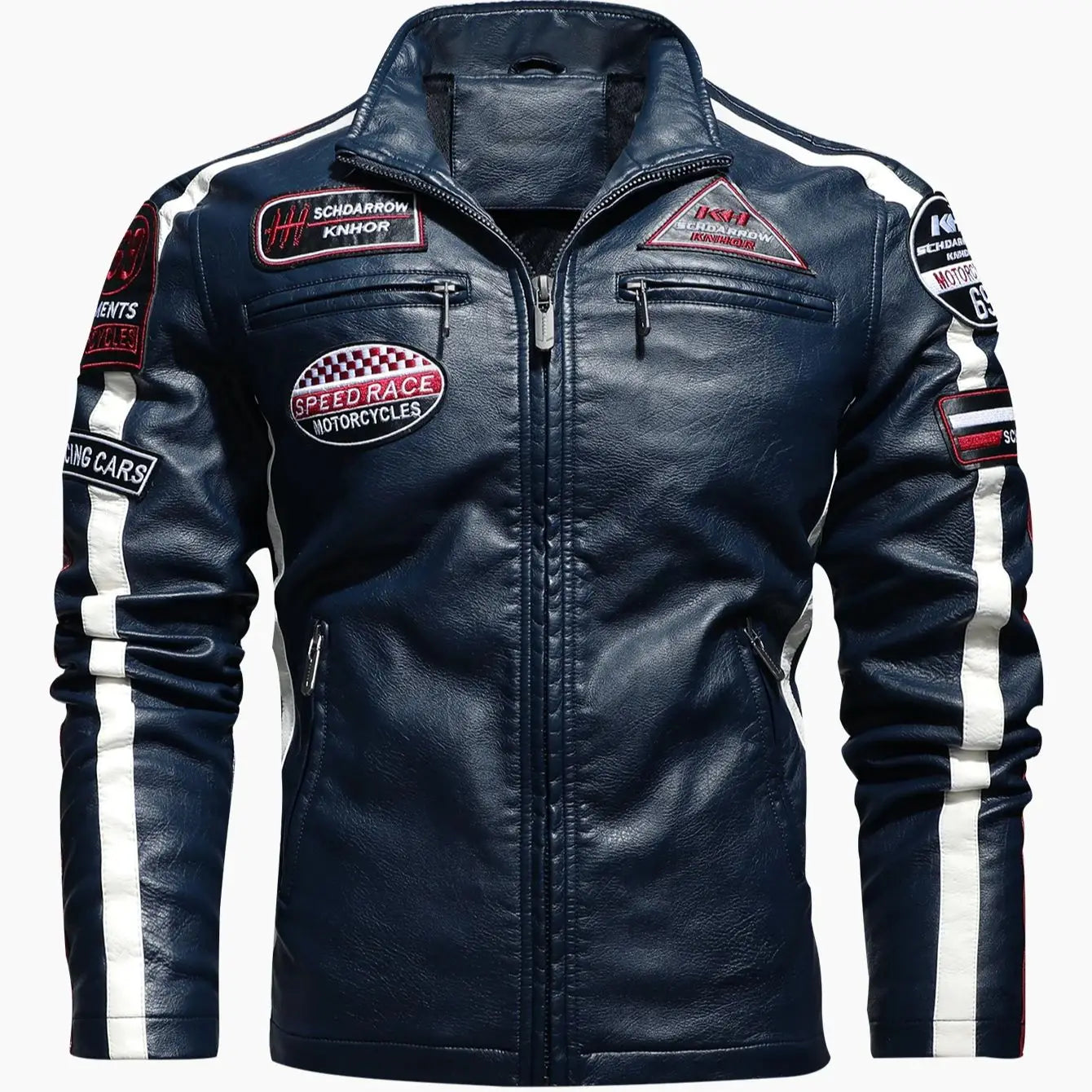 Men's Motorcycle Racing Suit PU Leather Label Color Jacket