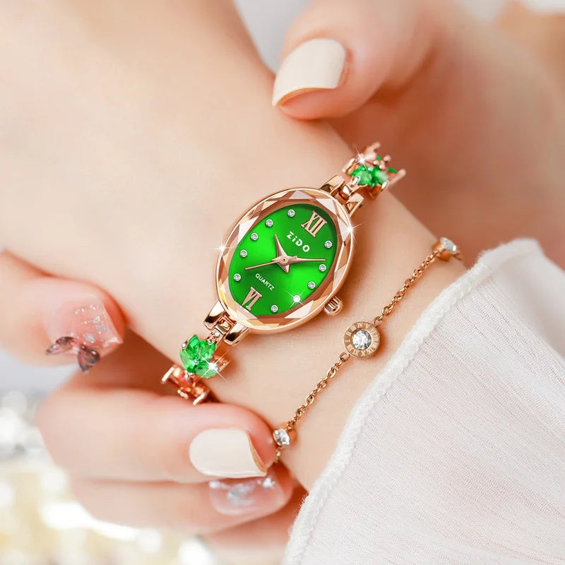 V22 Women's Watches Light Luxury Diamond Inlaid Female Watch Waterproof Oval Ladies Fashion Quartz Bracelet Wristwatch