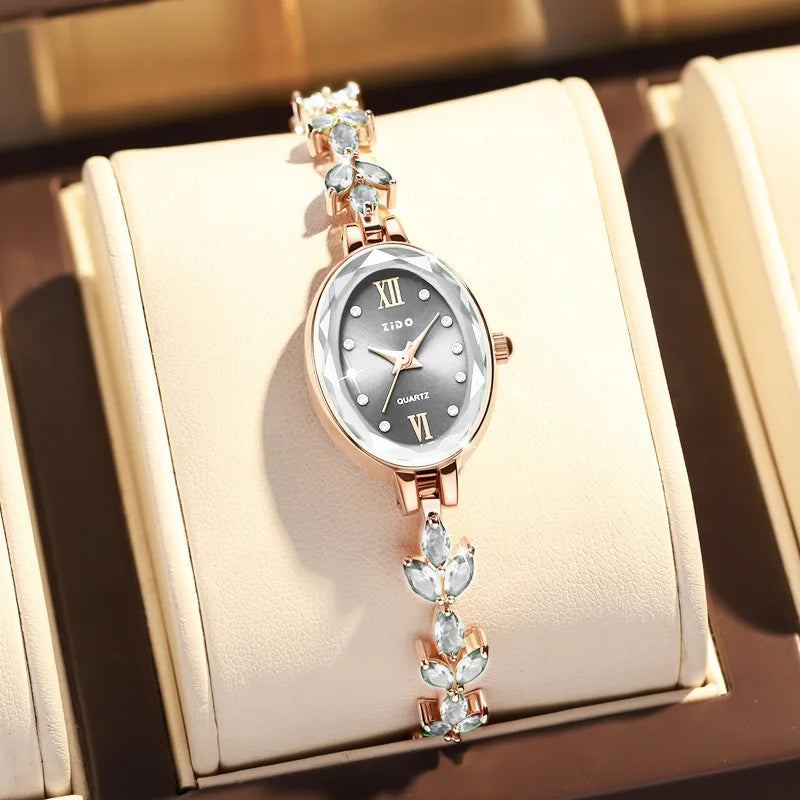 V22 Women's Watches Light Luxury Diamond Inlaid Female Watch Waterproof Oval Ladies Fashion Quartz Bracelet Wristwatch
