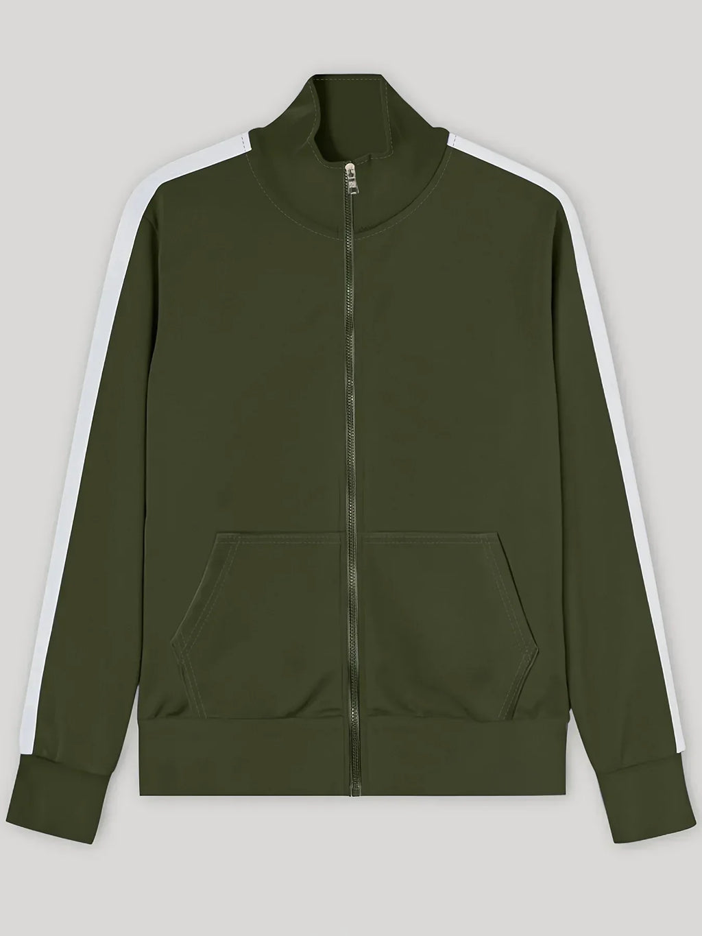 2025 Spring Autumn Men's 2-Piece Set Color Blocking Zipper Stand Collar Casual Sports Jacket Sweatshirt Trousers Suit