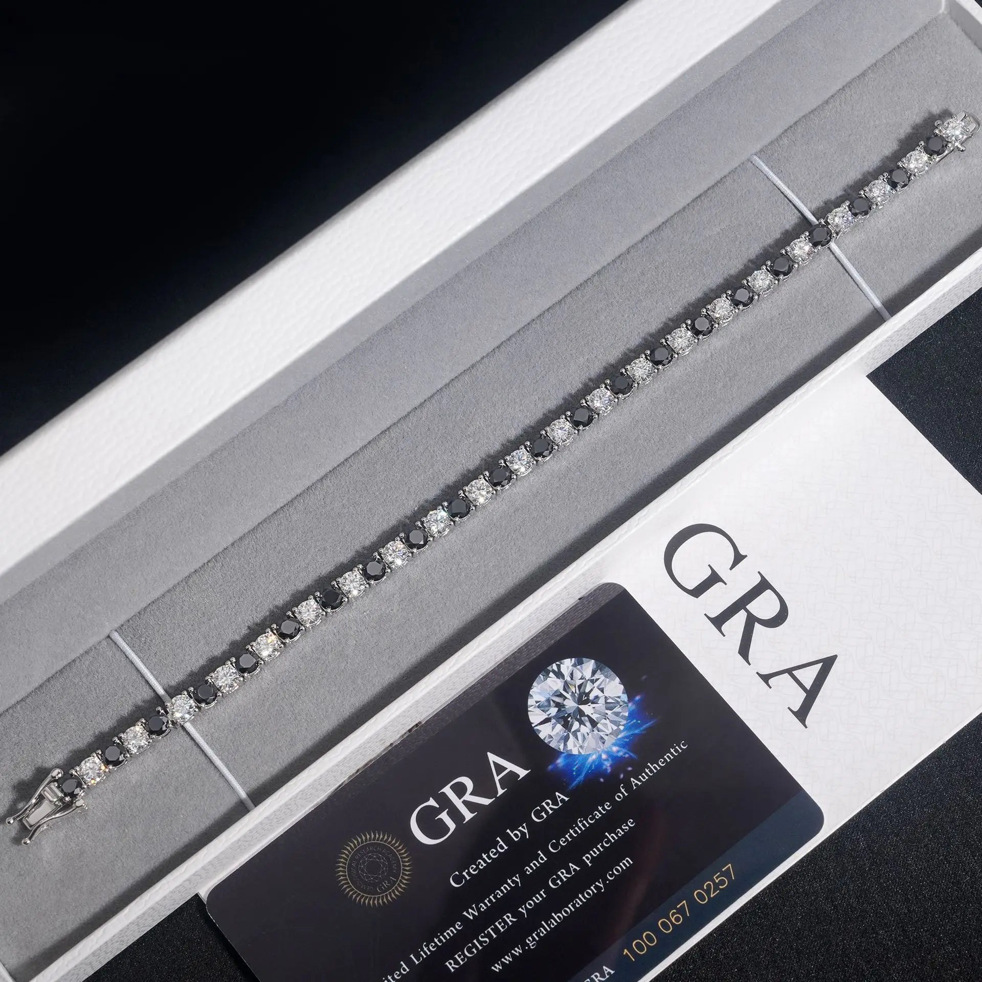 GRA Certified Real 3/4/5/6.5MM Black White Full Moissanite Tennis Bracelet for Men Women Original 925 Silver Link Bracelets