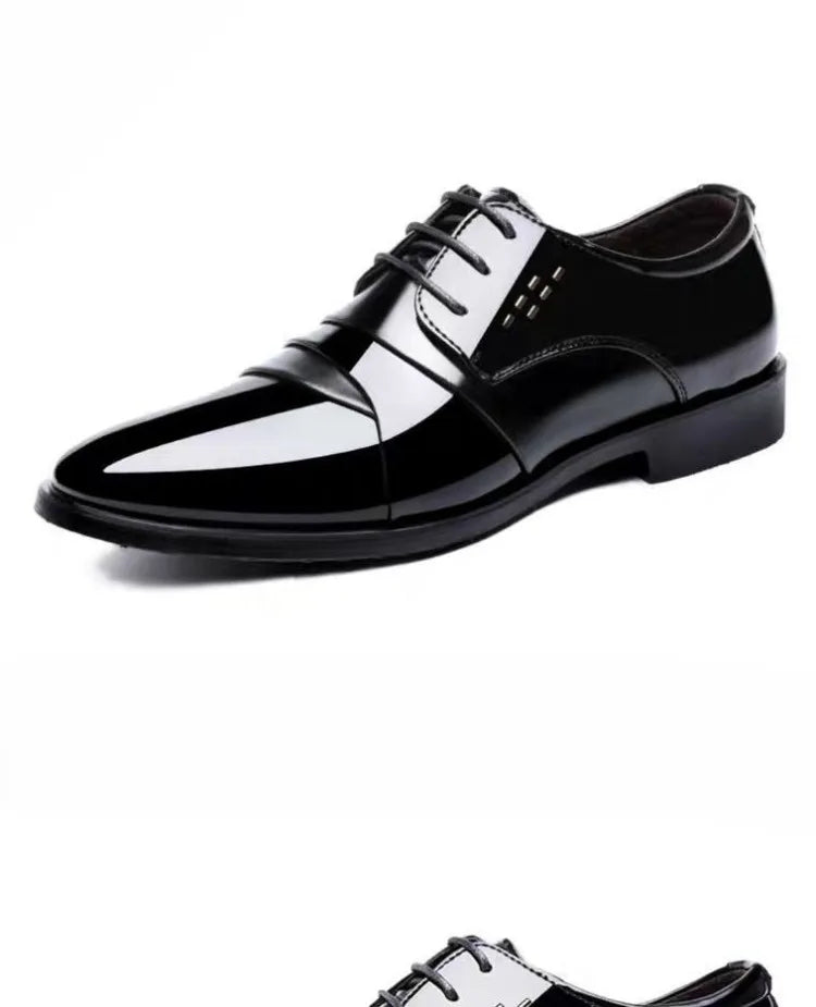 Men's Spring Casual Leather Shoes Business Formal Footwear Fashion Versatile Lace-up Dress Shoes for Youth