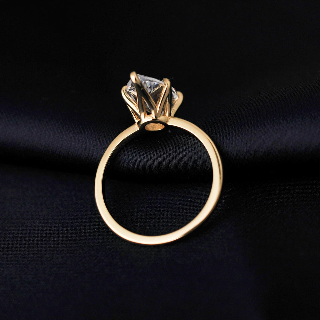 Vintage 9ct 5A Marquise Shape Cubic Zirconia Solitaire Engagement Ring For Women 925 Sterling Silver 14K Yellow Gold