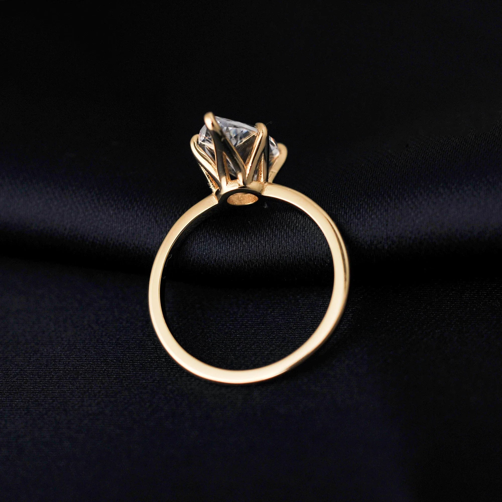 Vintage 9ct 5A Marquise Shape Cubic Zirconia Solitaire Engagement Ring For Women 925 Sterling Silver 14K Yellow Gold
