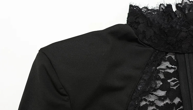 Lace Patchwork Hollow Out Women Dresses Short Sleeve Hip Wrap Sheath Trendy Hot Girl Sexy Club Outfits Female Bodycon
