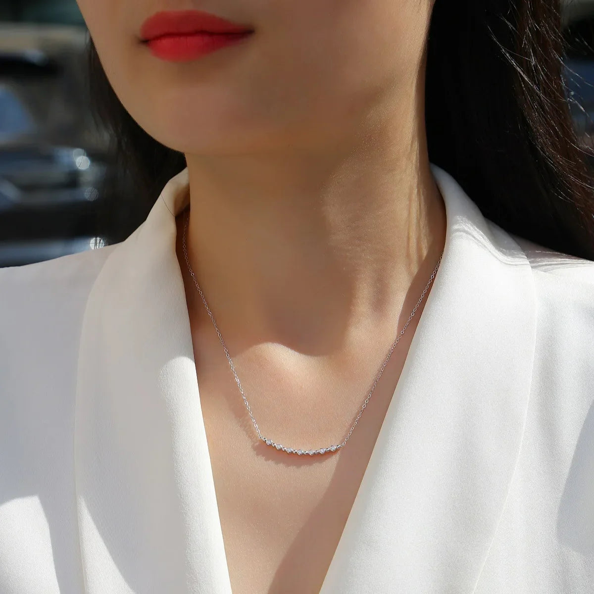 Full 0.065CT D Color Moissanite Pendant Necklace for Women Lady S925 Silver All Diamond Neck Chain Necklaces Wholesale Gift
