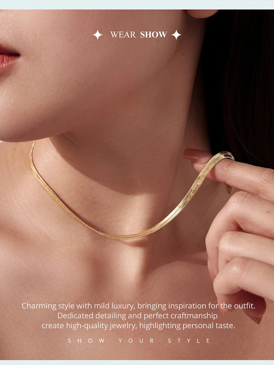 Silver Gold Plated Stackable Basic Cuban Chain Copper Flat Snake Link Chain with Clasp Adjustable for Men Women DIY Beads