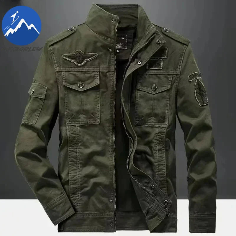 2025 New Casual Climbing pilots Jacket Men Plus Size 6XL Jaqueta Masculina working clothes Spring Autumn Cargo Mens Jackets Coat