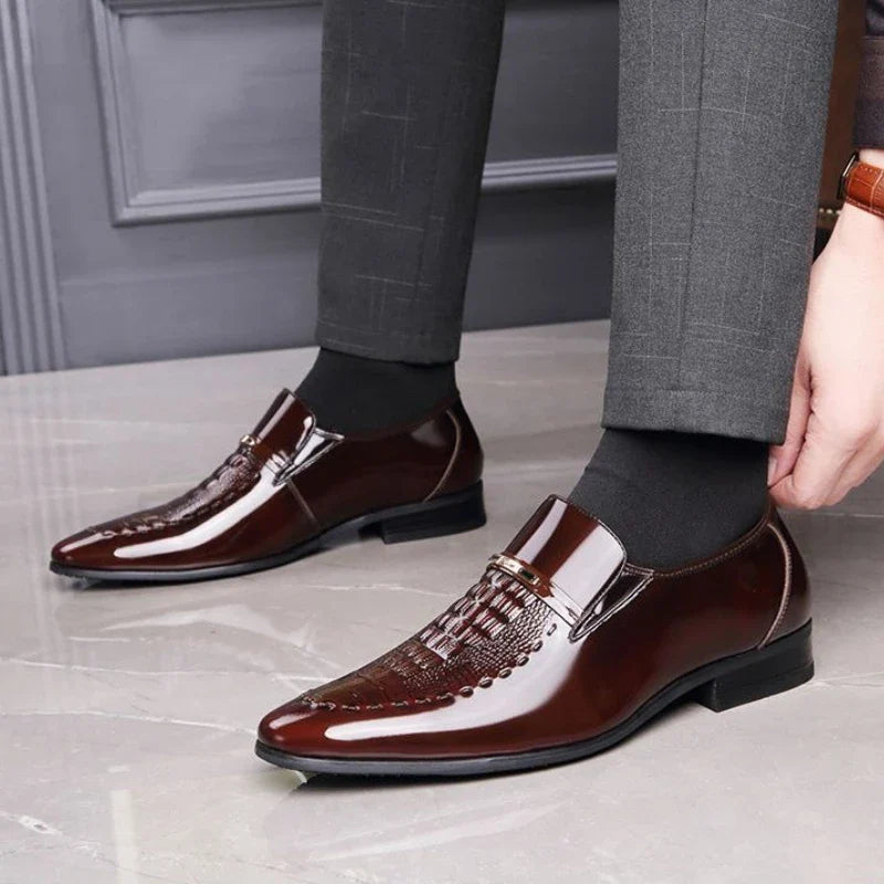 Men's Business Casual Leather Shoes Korean Style Pointed Toe Breathable Big Size Office Groomsmen Groom Wedding