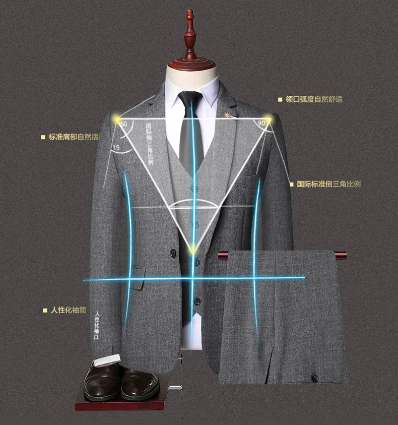 S-6XL Jacket Vest Pants Casual Plaid Retro Business Men's Suit 3Pcs or 2Pcs Set Groom Wedding Dress Blazer Waistcoat Trousers