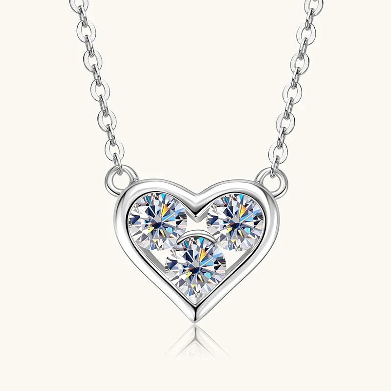 Certified 0.3CT Round Moissanite Necklace 925 Sterling Silver Heart Shape Pendant Necklace for Valentine's Day Jewelry