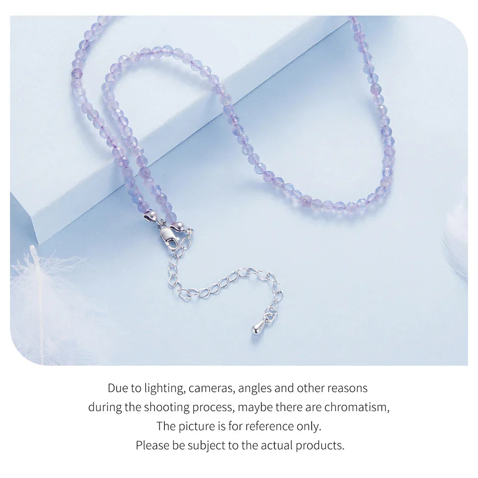 Amethyst Necklace for Women 3mm Handmade Amethyst Beaded Necklace Natural Crystal Choker Necklace Jewelry Gifts BSN431